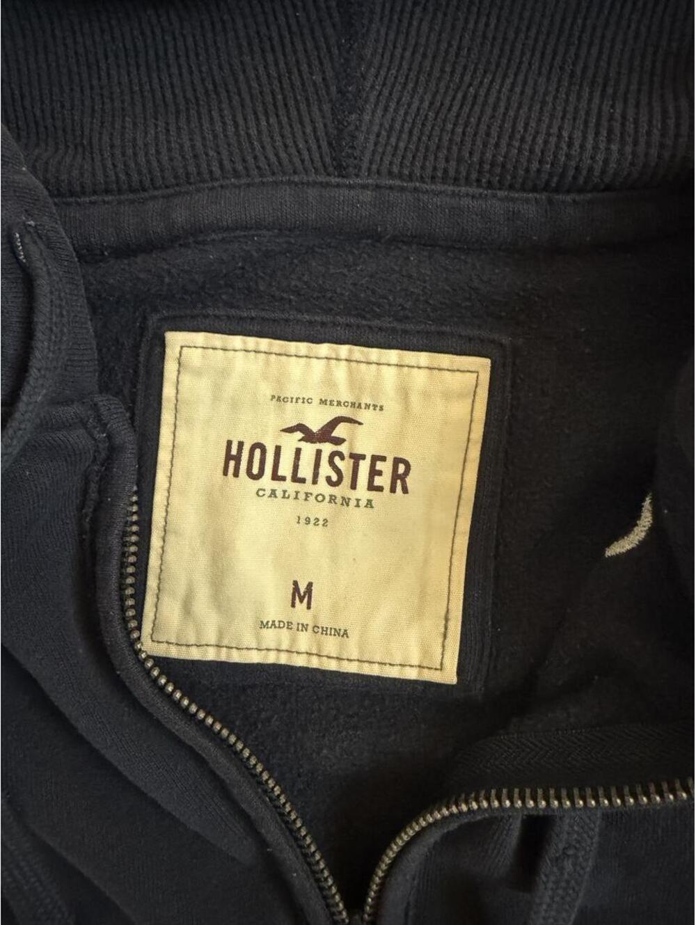Y2K Navy Blue Hollister Co. Women's Zip-Up Hoodie, Size M, Cali HCO White Text - Picture 3 of 5
